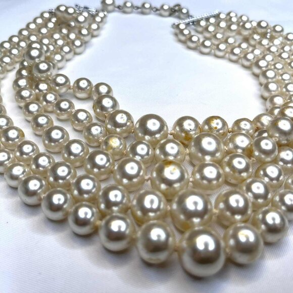 ✨ Vintage 5-Strand Faux Pearl Choker • 36–42 cm • 1950s Glamour - Picture 9 of 9